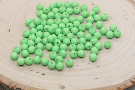 6mm Matte Green Gumball Beads, Round Acrylic Loose Beads, Solid Bubblegum Beads, Chunky Beads, Round Plastic Beads #741