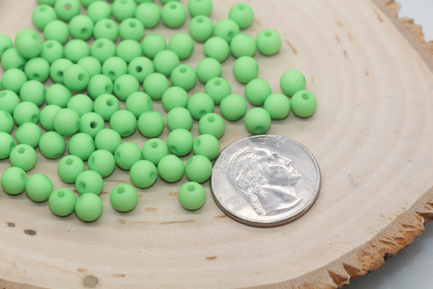 6mm Matte Green Gumball Beads, Round Acrylic Loose Beads, Solid Bubblegum Beads, Chunky Beads, Round Plastic Beads #741