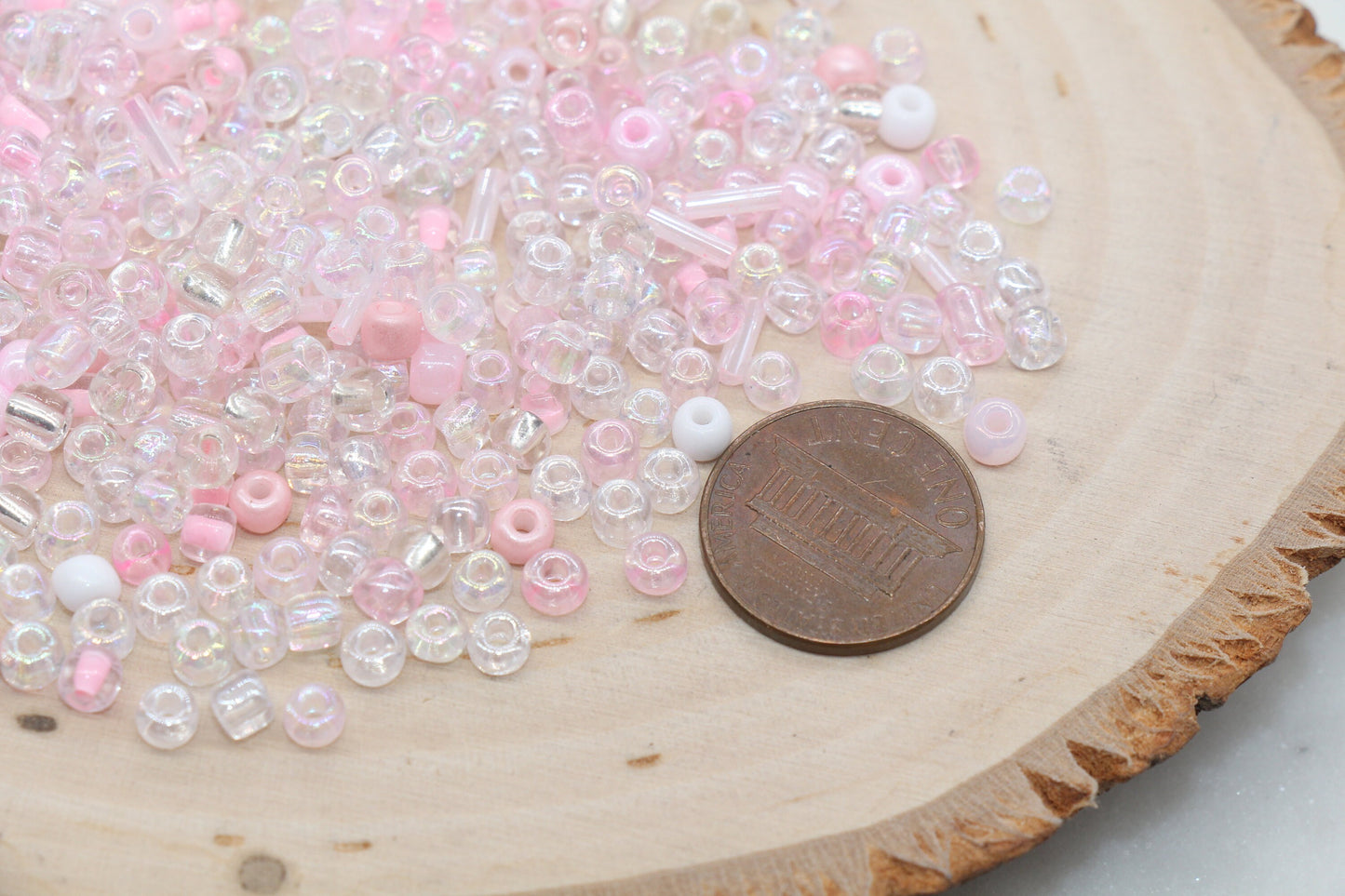 Mix Pink Glass Seed Beads, 4mm 6/0 Glass Round Seed Beads, Mix Multicolor Seed Beads, Rocailles Beads, Valentine's Themed Beads #2913