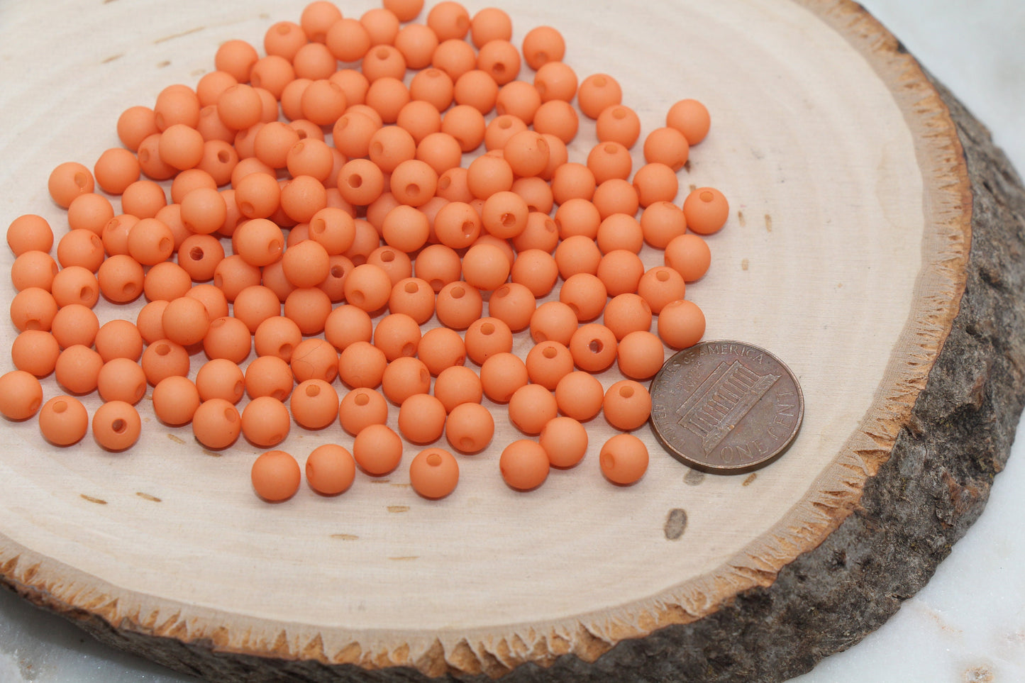 6mm Matte Orange Gumball Beads, Frosted Round Acrylic Loose Beads, Matte Bubblegum Beads, Chunky Beads, Round Plastic Beads #2966