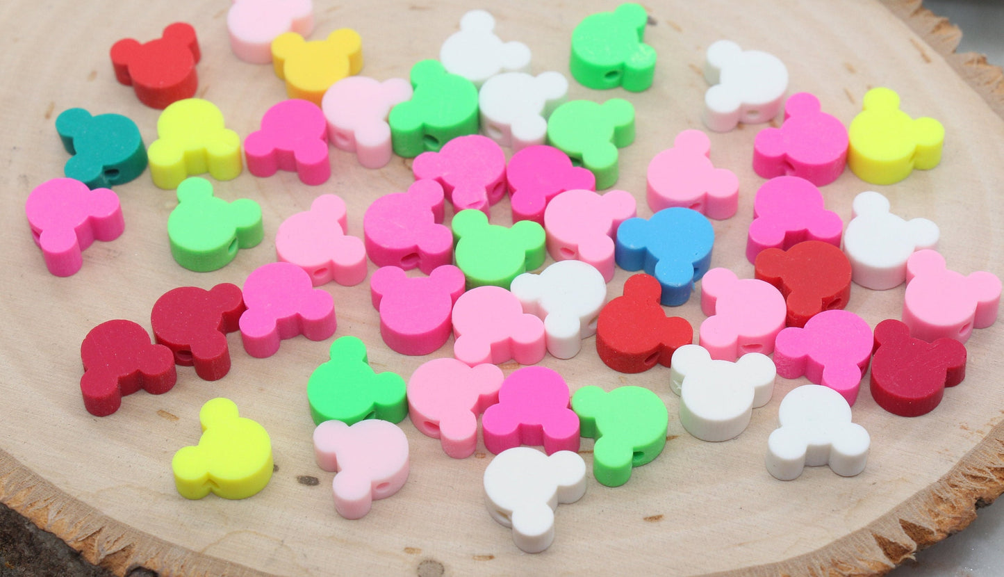 Mouse Polymer Clay Beads, Mix Color Cane Beads, Mickey Mouse Beads, Fimo Cane Beads, Jewelry Beads, Beads for Bracelet #71