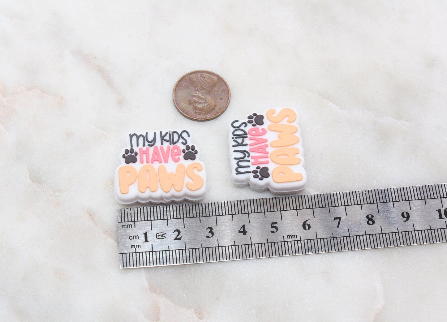 My Kids Have Paws Silicone Beads, Pet Paw Beads, Pet Mama Silicone Beads, Chunky Beads, Silicone Loose Beads #401