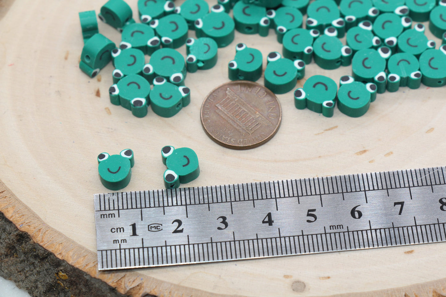 Green Frog Polymer Clay Beads, Kawaii Frog Clay Beads, Jewelry Beads, Bead for Bracelet #223