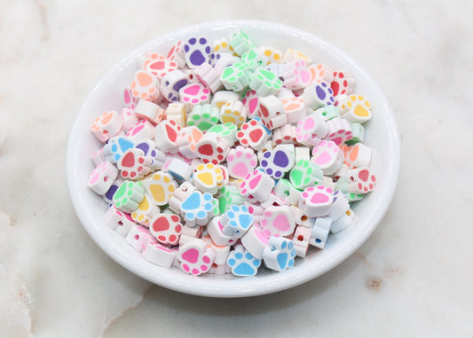 Paw Print Polymer Clay Beads, Dog Paw Beads, Paw Clay Beads, Dog Paw Print Clay Beads, Paw Animal Beads, Jewelry Beads #47
