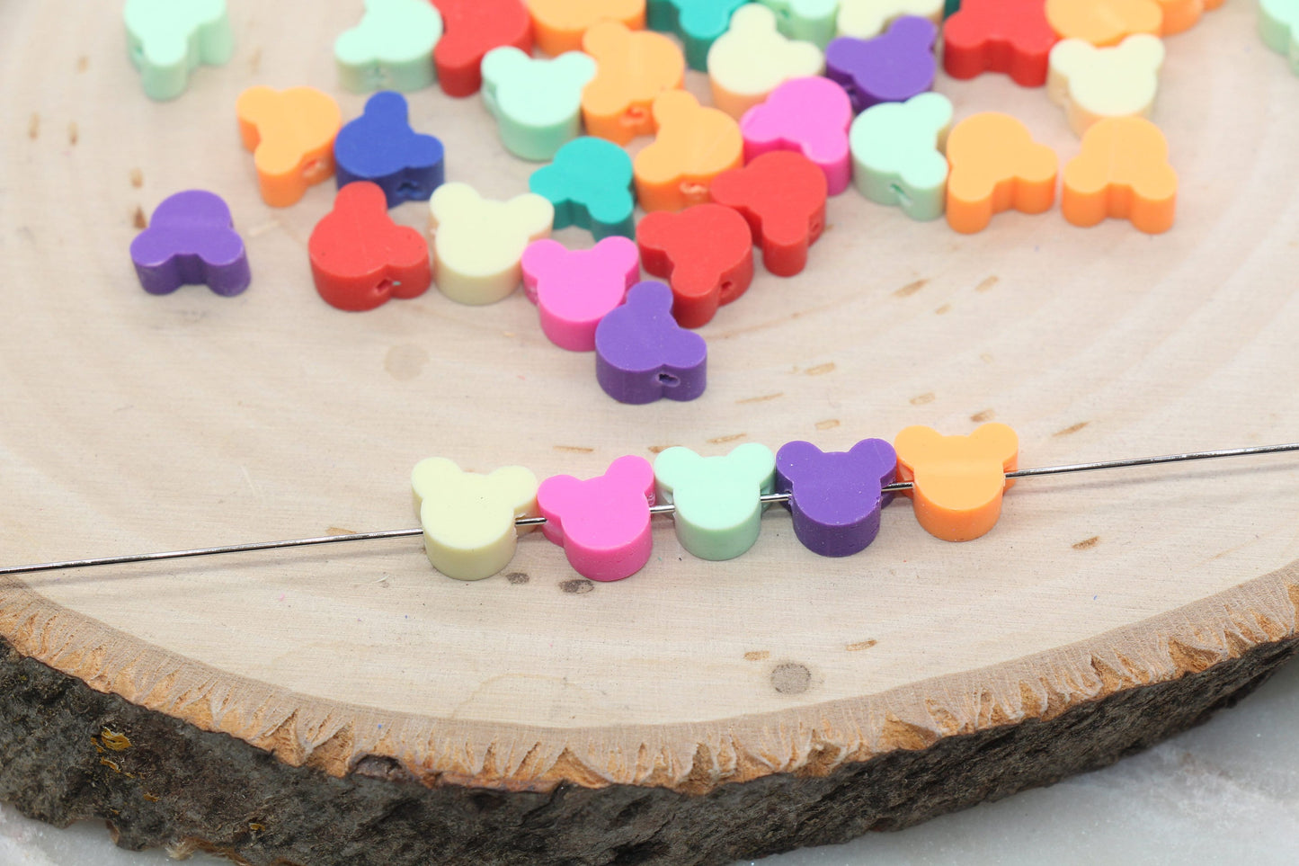 Mouse Polymer Clay Beads, Mix Color Cane Beads, Mickey Mouse Beads, Fimo Cane Beads, Jewelry Beads, Beads for Bracelet #397