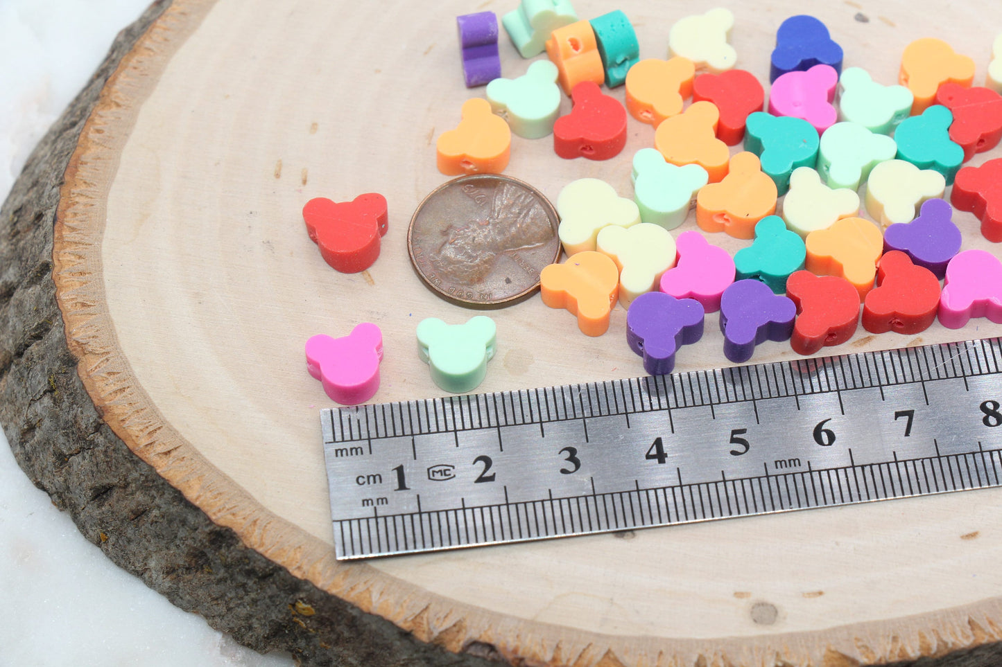 Mouse Polymer Clay Beads, Mix Color Cane Beads, Mickey Mouse Beads, Fimo Cane Beads, Jewelry Beads, Beads for Bracelet #397