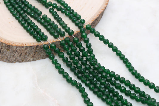 Green Jade Beads, Smooth Gemstone Round Loose Beads, Size 6mm 8mm #265