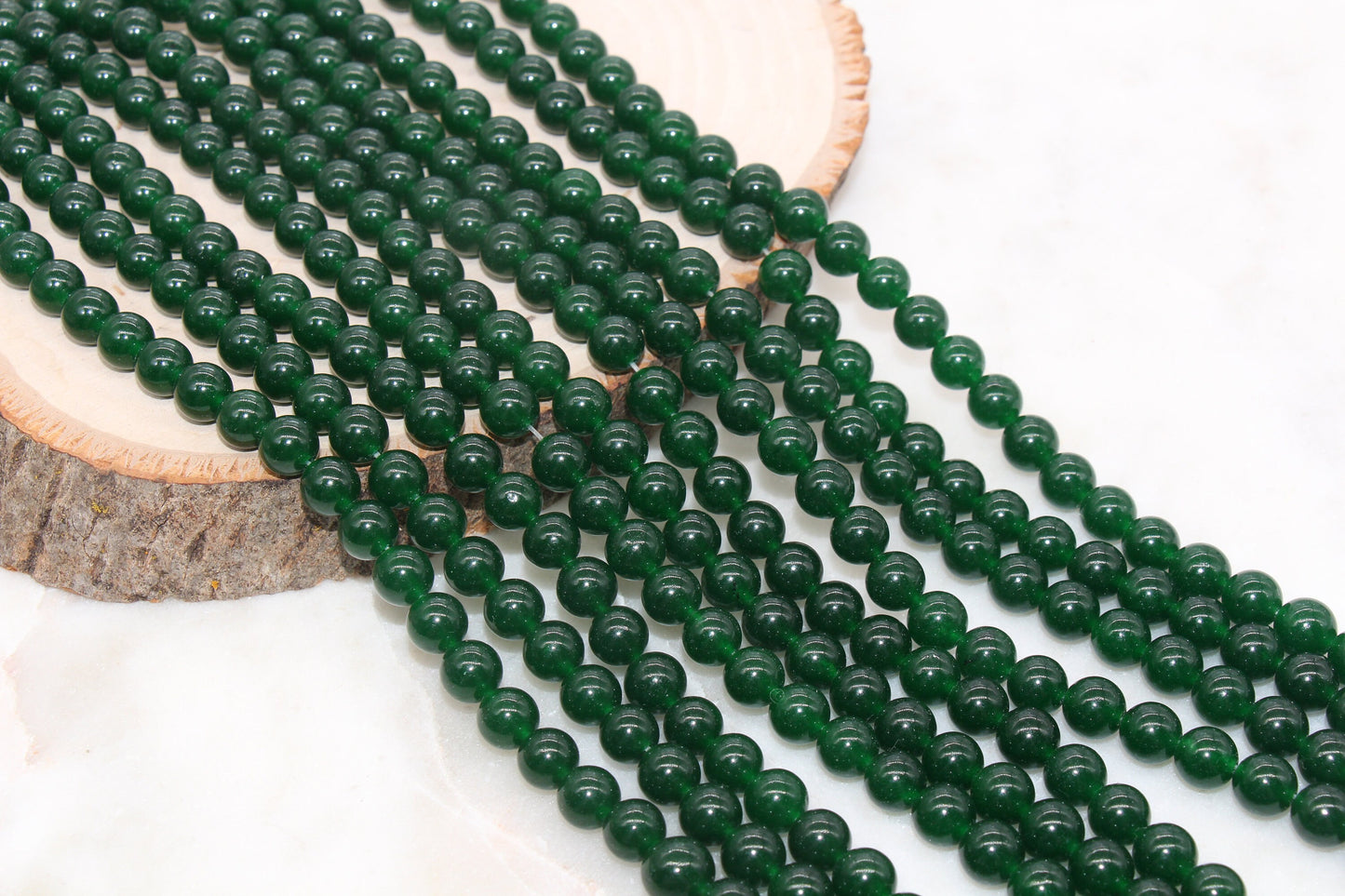 Green Jade Beads, Smooth Gemstone Round Loose Beads, Size 6mm 8mm #265