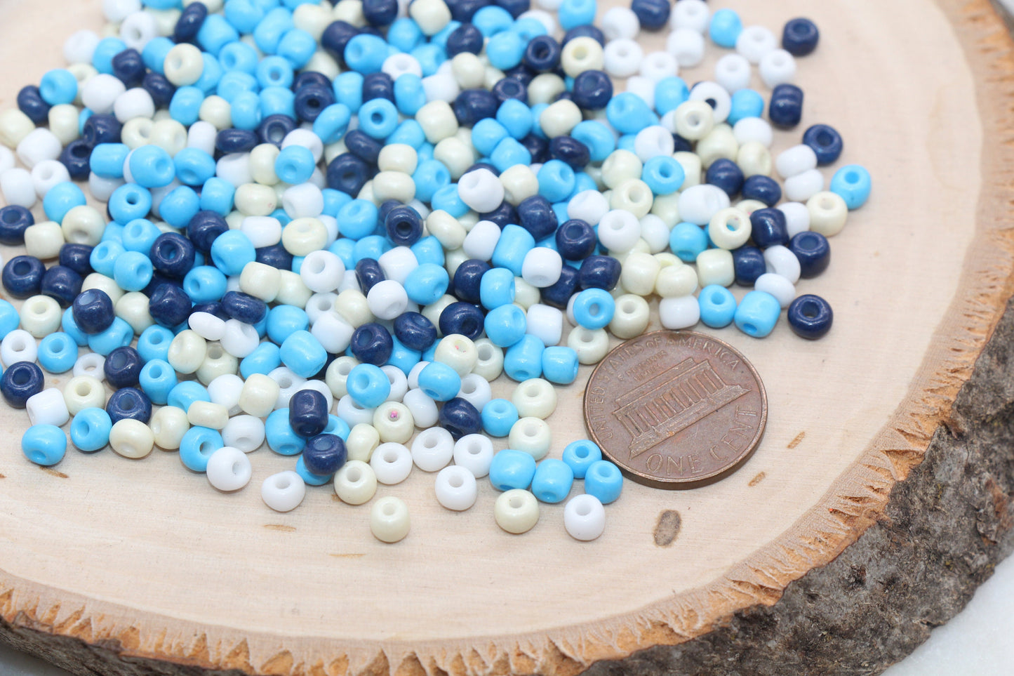 Mix Glass Seed Beads, 4mm 6/0 Glass Seed Beads, Blue and White Mix Seed Beads, Rocailles Beads, Beading Supplies, Bracelet Glass Beads #2929