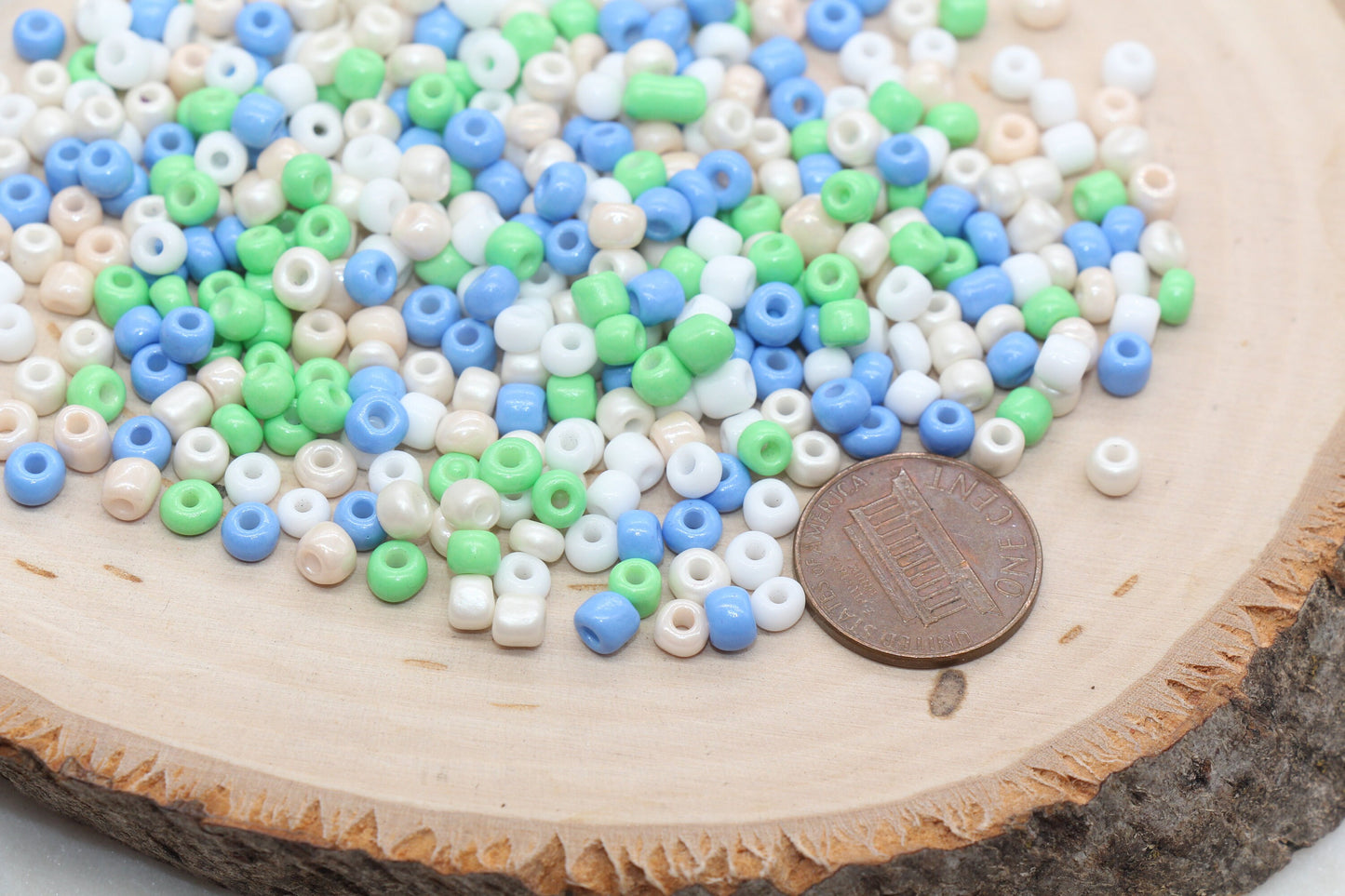 Mix Glass Seed Beads, 4mm 6/0 Glass Seed Beads, Blue Green White Mix Seed Beads, Rocailles Beads, Beading Supplies, Bracelet Beads #2930