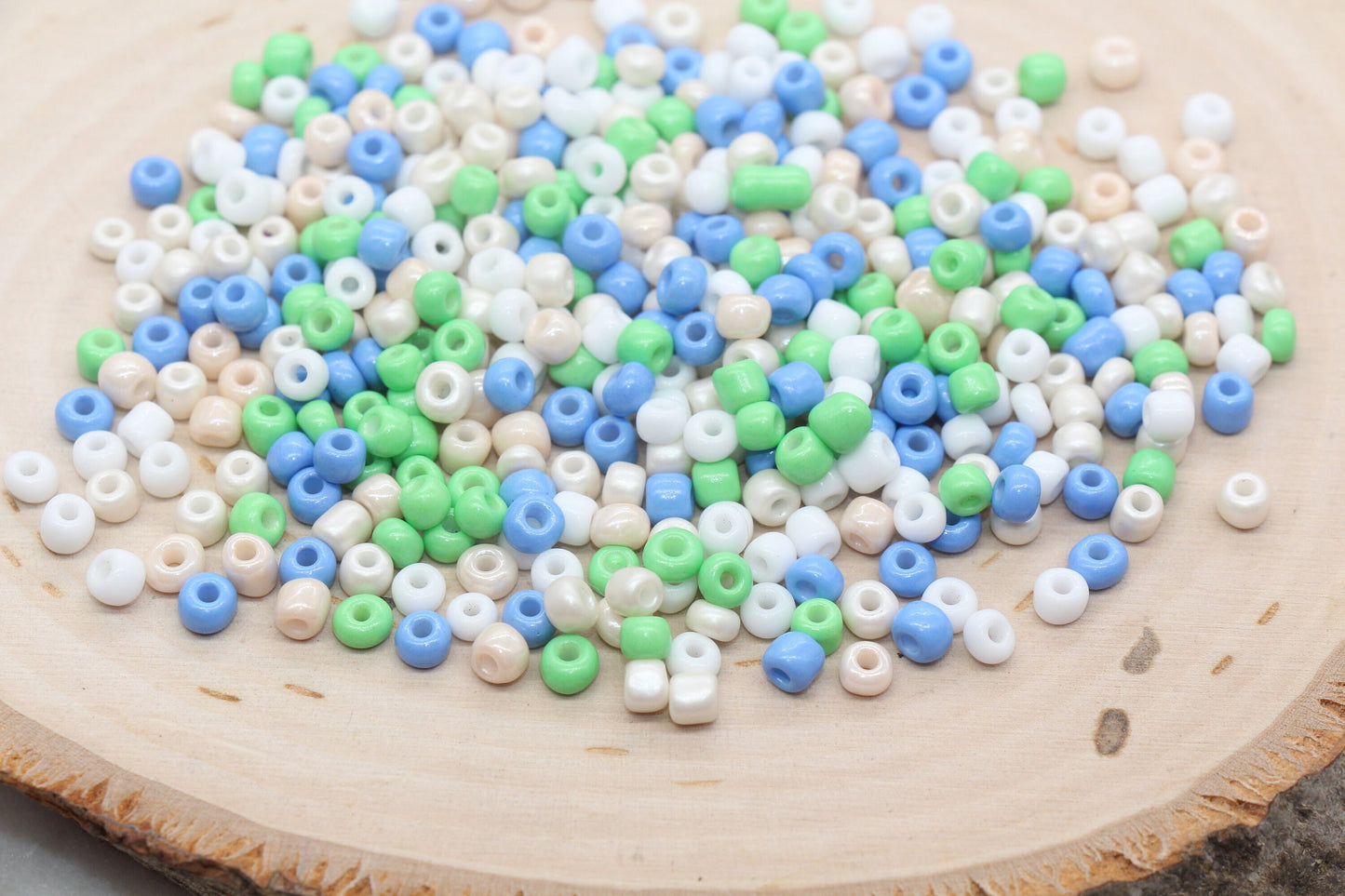 Mix Glass Seed Beads, 4mm 6/0 Glass Seed Beads, Blue Green White Mix Seed Beads, Rocailles Beads, Beading Supplies, Bracelet Beads #2930