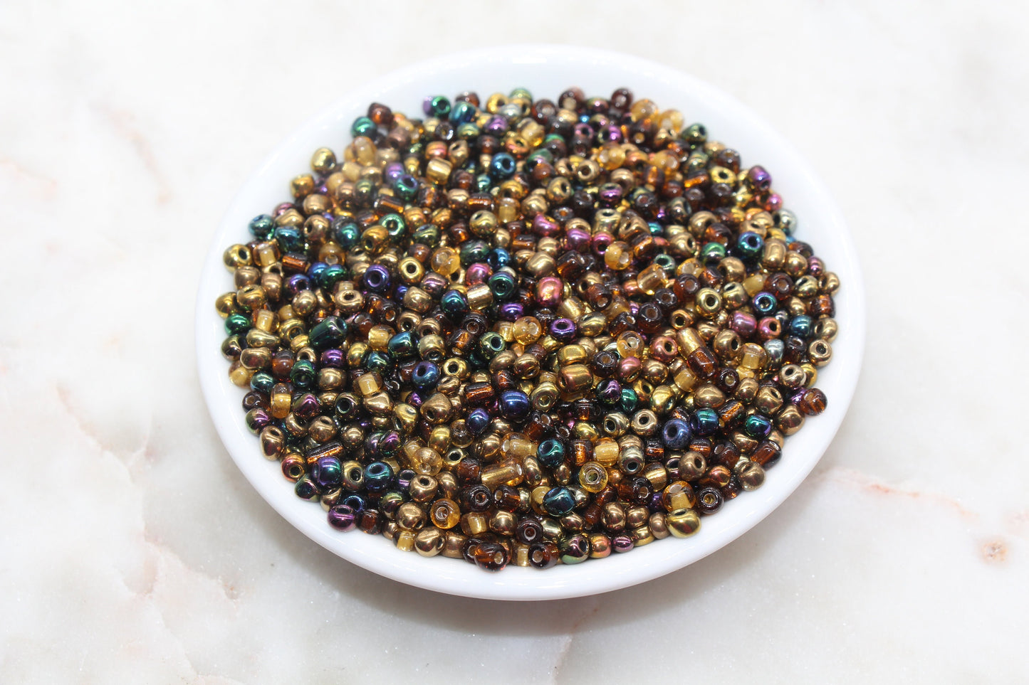 Mix Metallic Glass Seed Beads, 4mm 6/0 Glass Seed Beads, Gold Mix Seed Beads, Rocailles Beads, Beading Supplies, Bracelet Beads #2964