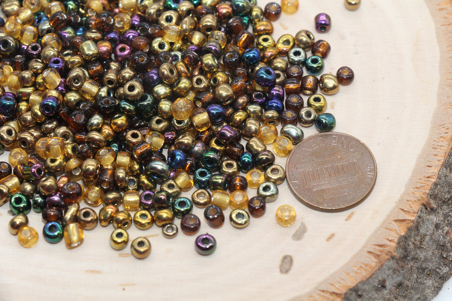 Mix Metallic Glass Seed Beads, 4mm 6/0 Glass Seed Beads, Gold Mix Seed Beads, Rocailles Beads, Beading Supplies, Bracelet Beads #2964