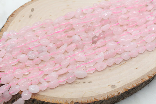 Rose Quartz Beads, Pink Quartz Gemstone Nugget Beads, Loose Beads, Pebble Nugget Beads, Size 6mm-7mm #37