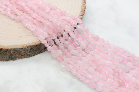 Rose Quartz Beads, Pink Quartz Gemstone Nugget Beads, Loose Beads, Pebble Nugget Beads, Size 6mm-7mm #37