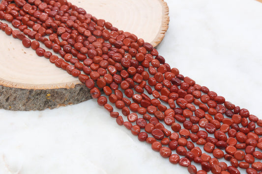 Red Jasper Nugget Beads, Red Gemstone Loose Beads, Pebble Beads, Nugget Beads, Size 6mm-7mm, #41