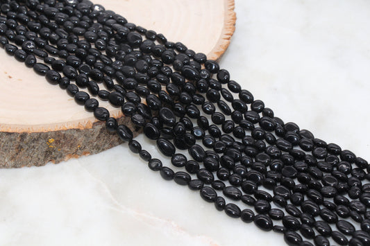 Black Agate Nugget Beads, Gemstone Loose Beads, Pebble Beads, Nugget Beads, Size 6mm-7mm, #52