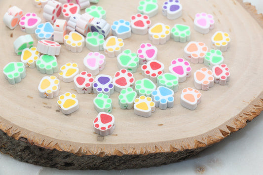 Paw Print Polymer Clay Beads, Dog Paw Beads, Paw Clay Beads, Dog Paw Print Clay Beads, Paw Animal Beads, Jewelry Beads #47