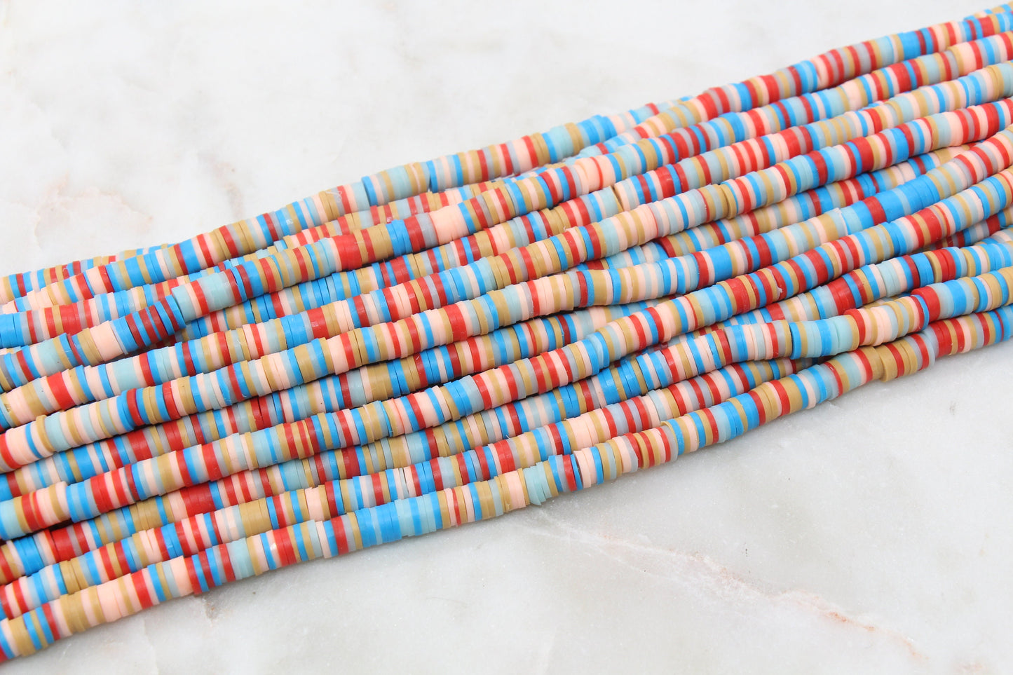 6mm Multicolor Heishi Beads, Red blue Pink Mix Polymer Clay Disc Beads, African Disc Beads, Heishi Beads, Full Strand #508