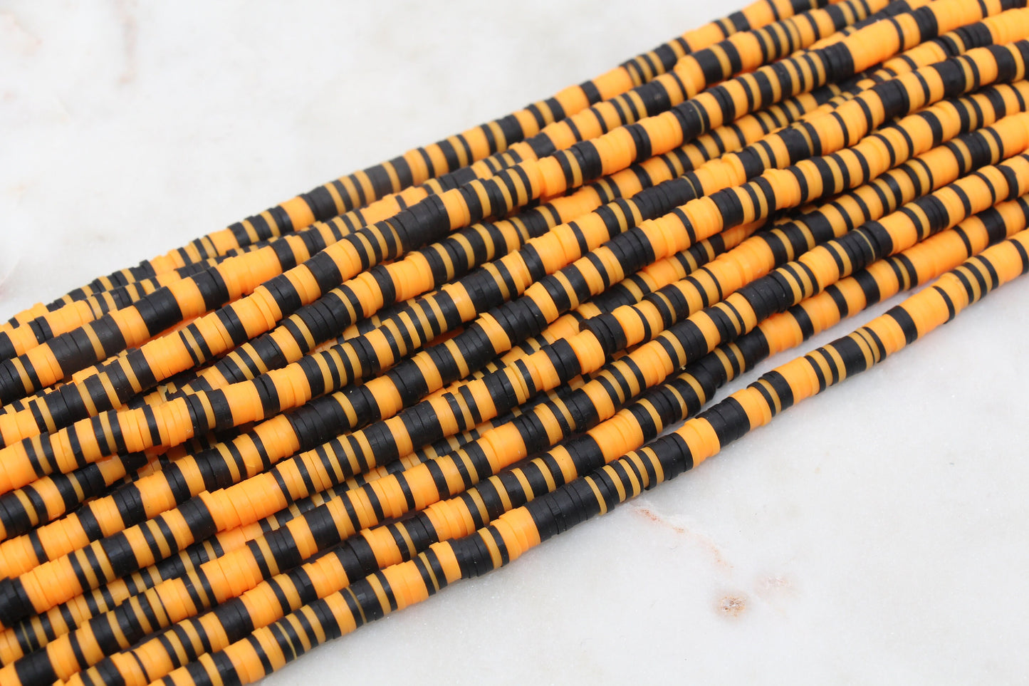 6mm Multicolor Heishi Beads, Orange and Black Mix Polymer Clay Disc Beads, African Disc Beads, Heishi Beads, Full Strand #510