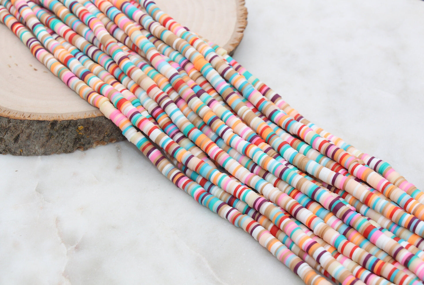 6mm Multicolor Heishi Beads, Rainbow Mix Polymer Clay Disc Beads, African Disc Beads, Vinyl Heishi, Jewelry Making Beads, Full Strand #520