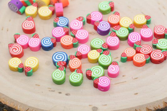 Assort Strawberry Cake Clay Beads, Mix Swirl Cake Polymer Clay Beads, Jewelry Beads, Bead for Bracelet #408