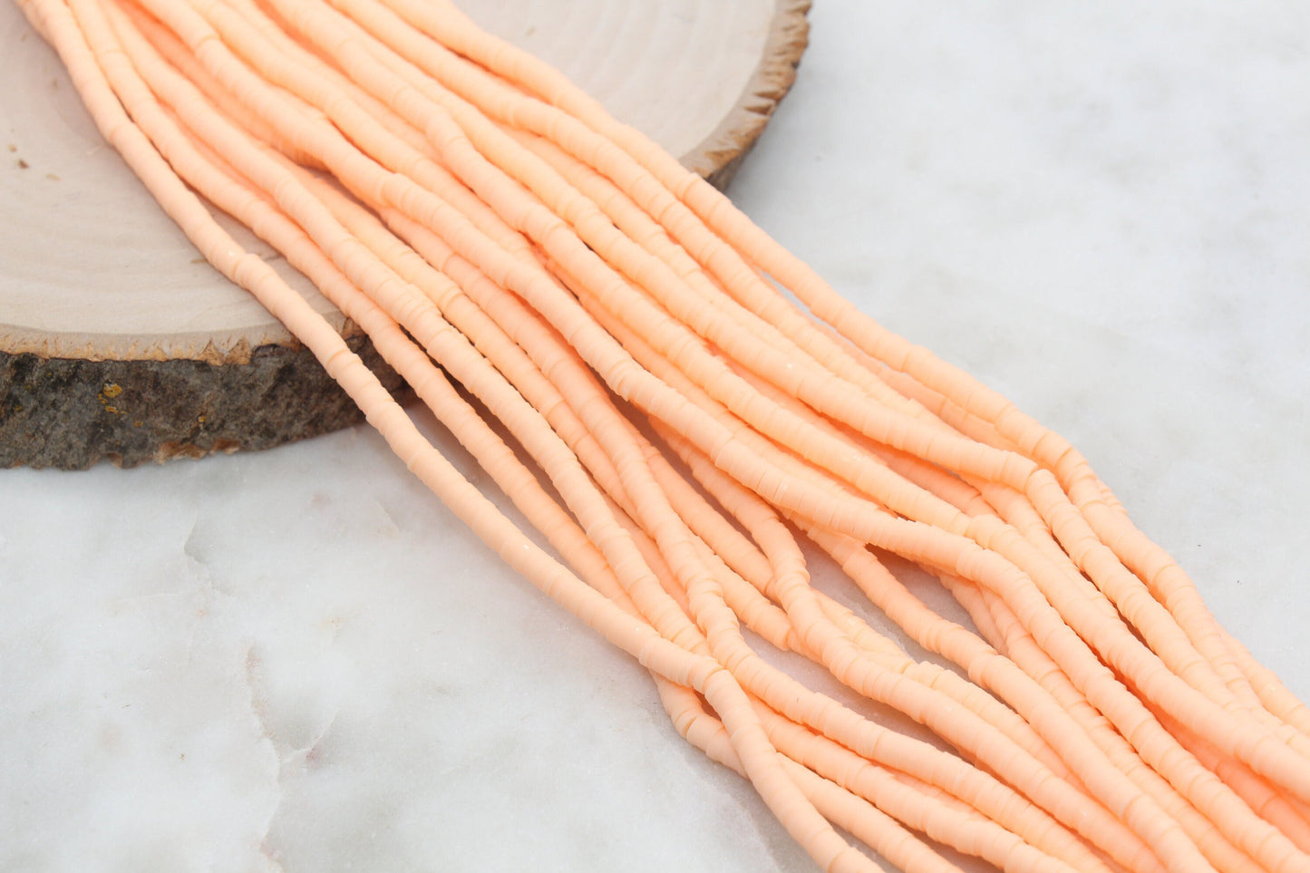 4mm Peach Heishi Beads, Polymer Clay Disc Beads, African Disc Beads, Vinyl Heishi, Full Strand #557