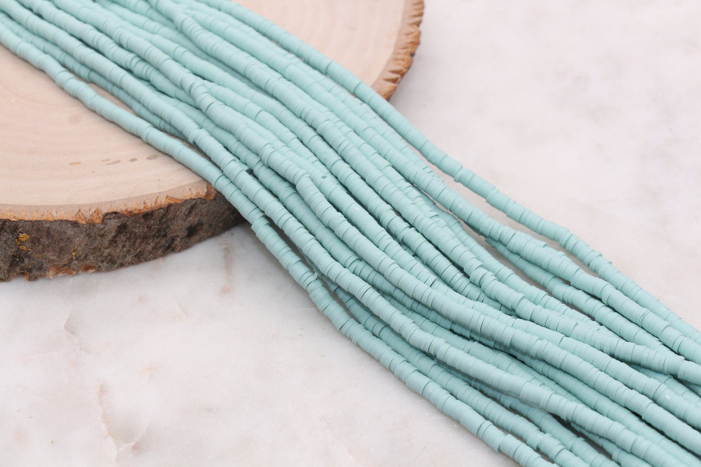 4mm Dusty Green Heishi Beads, Polymer Clay Disc Beads, African Disc Beads, Vinyl Heishi, Full Strand #558
