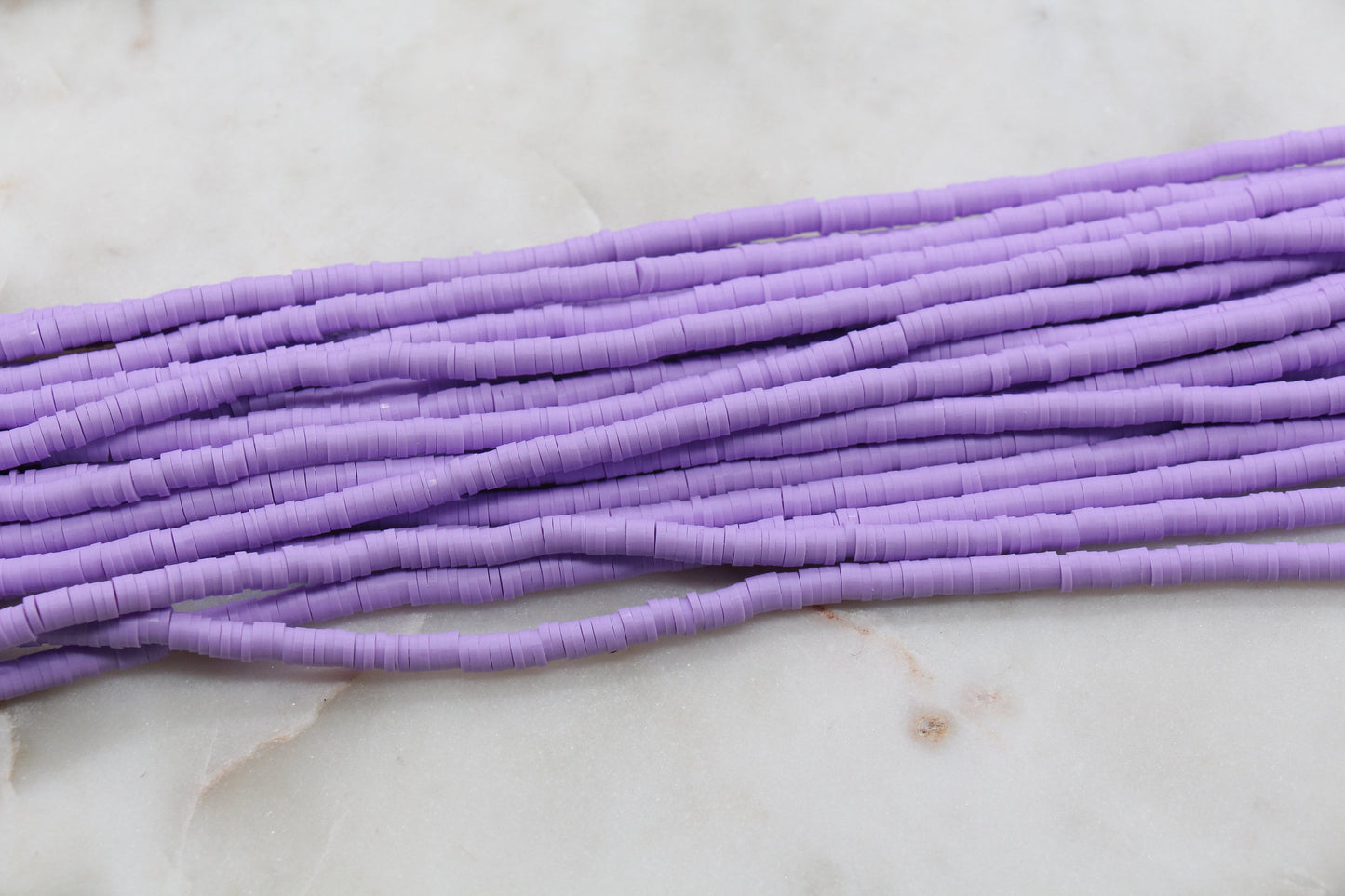 4mm Lavender Heishi Beads, Purple Polymer Clay Disc Beads, African Disc Beads, Vinyl Heishi, Full Strand, Jewelry Making Beads #578