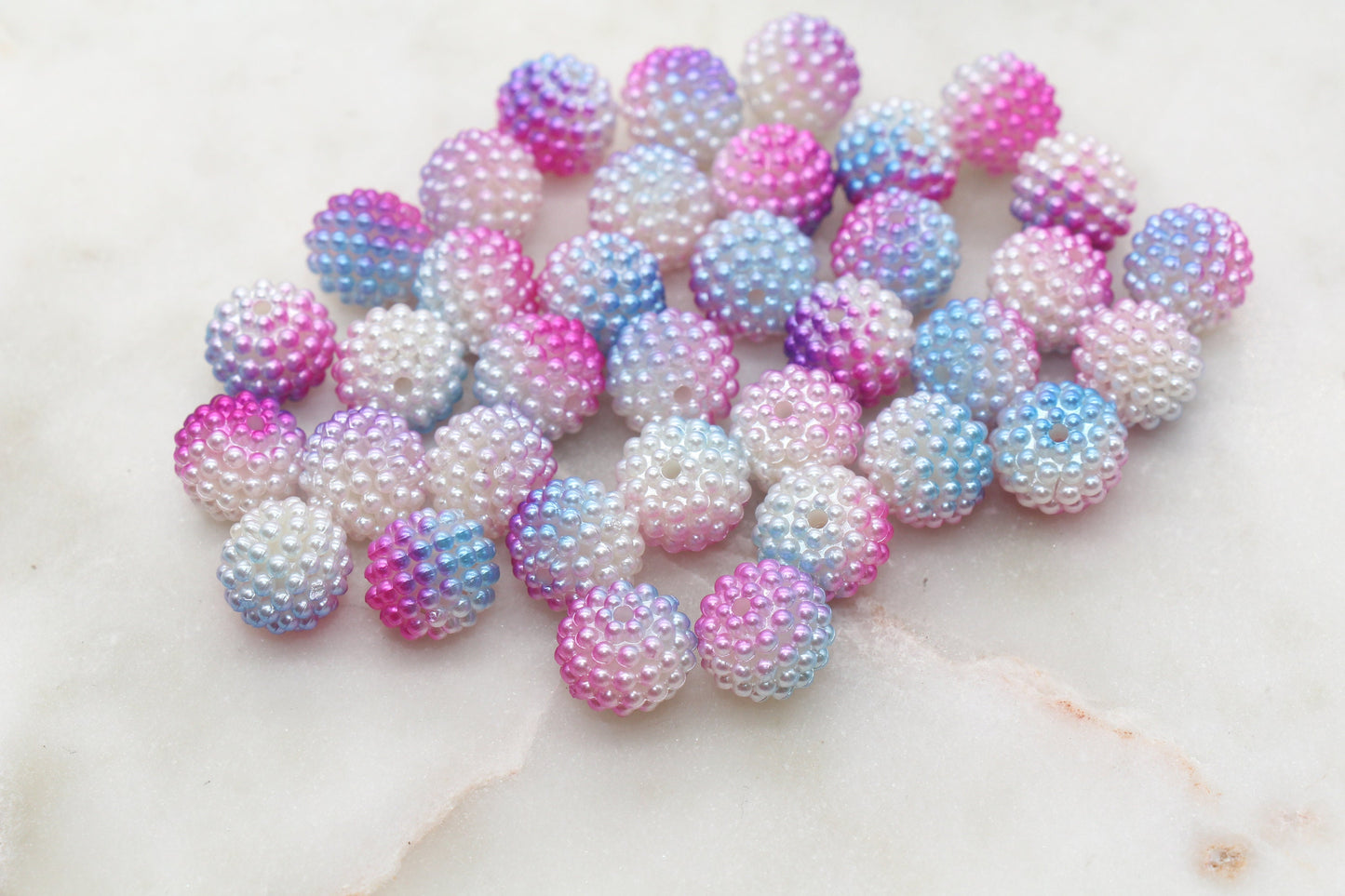 12mm Pink and Blue Ombre Berry Beads, Imitation Pearl Acrylic Beads, Pearly Round Acrylic Loose Beads, Bubblegum Beads, Chunky Beads #2999