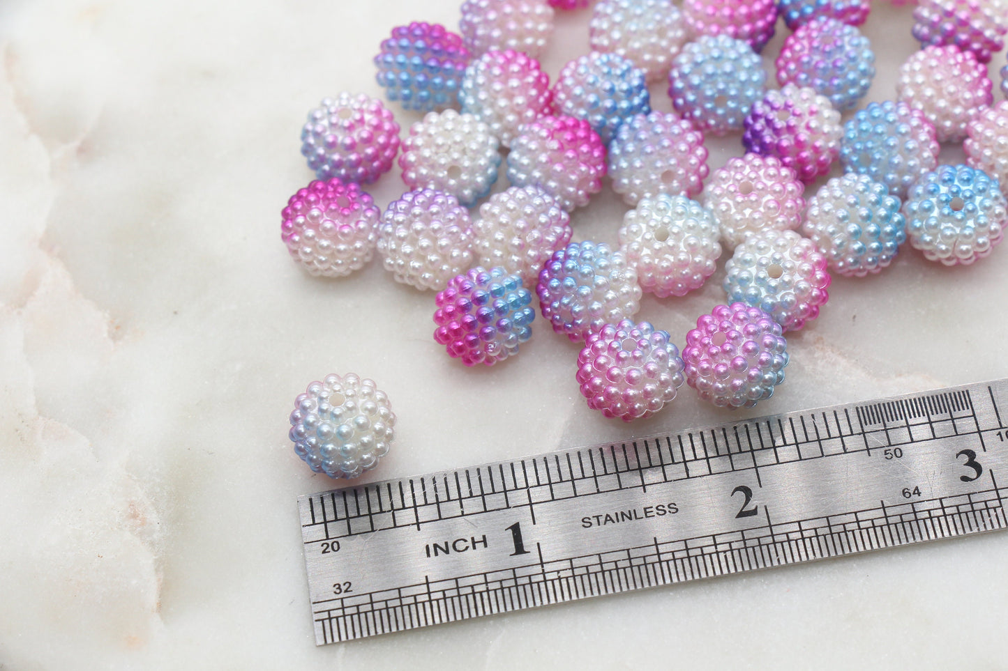 12mm Pink and Blue Ombre Berry Beads, Imitation Pearl Acrylic Beads, Pearly Round Acrylic Loose Beads, Bubblegum Beads, Chunky Beads #2999