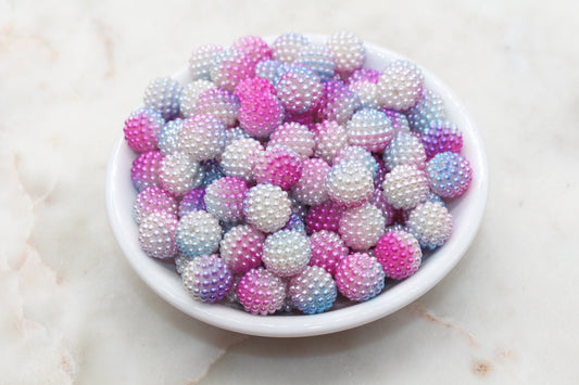 12mm Pink and Blue Ombre Berry Beads, Imitation Pearl Acrylic Beads, Pearly Round Acrylic Loose Beads, Bubblegum Beads, Chunky Beads #2999