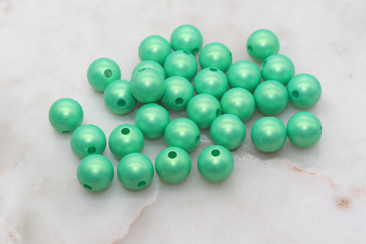 12mm Green Shimmer Gumball Beads, Round Acrylic Loose Beads, Bubblegum Beads, Chunky Beads, Plastic Beads, Jewelry Making Beads #3020