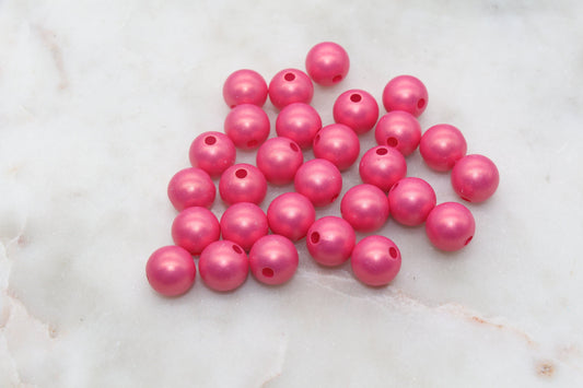 12mm Hot Pink Shimmer Gumball Beads, Round Acrylic Loose Beads, Bubblegum Beads, Chunky Beads, Plastic Beads, Jewelry Making Beads #3022