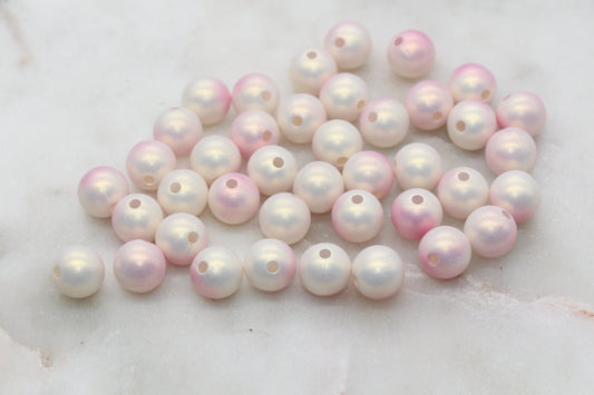 10mm Pink Ombre Shimmer Gumball Beads, Round Acrylic Loose Beads, Bubblegum Beads, Chunky Beads, Gumball Beads, Smooth Plastic Beads #3029