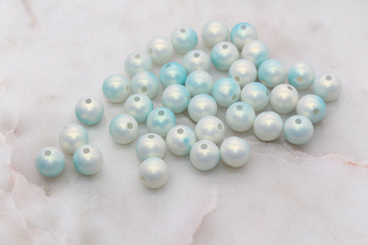 10mm Blue Ombre Shimmer Gumball Beads, Round Acrylic Loose Beads, Bubblegum Beads, Chunky Beads, Smooth Plastic Beads #3033