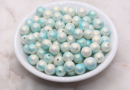 10mm Blue Ombre Shimmer Gumball Beads, Round Acrylic Loose Beads, Bubblegum Beads, Chunky Beads, Smooth Plastic Beads #3033