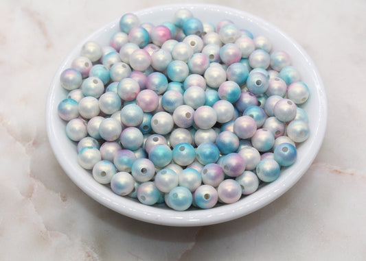 8mm Ombre Shimmer Gumball Beads, Round Acrylic Loose Beads, Bubblegum Beads, Chunky Beads, Smooth Round Plastic Beads #3035