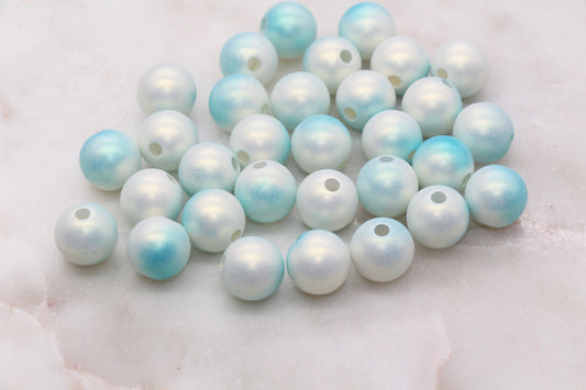 12mm Blue Ombre Shimmer Gumball Beads, Round Acrylic Loose Beads, Bubblegum Beads, Chunky Beads, Plastic Beads, Jewelry Making Beads #3042
