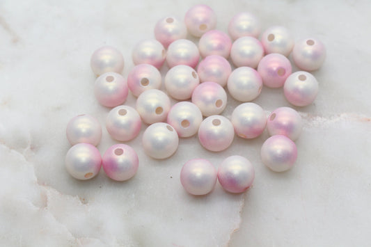 12mm Pink Ombre Shimmer Gumball Beads, Round Acrylic Loose Beads, Bubblegum Beads, Chunky Beads, Jewelry Making Beads #3045