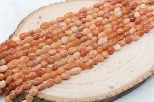 Red Aventurine Nugget Beads, Gemstone Loose Beads, Pebble Beads, Nugget Beads, Size 6mm-7mm, #33