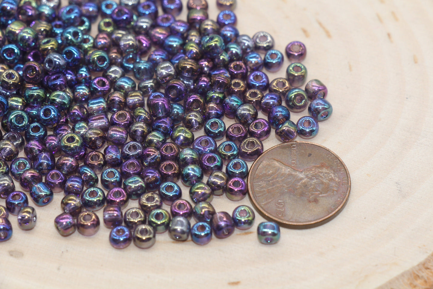 Iridescent Transparent AB Glass Seed Beads, 4mm 6/0 Glass Round Beads, Rainbow Trans Seed Beads, Rocailles Beads, Beading Supplies #648