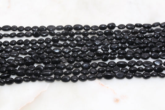 Black Agate Nugget Beads, Gemstone Loose Beads, Pebble Beads, Nugget Beads, Size 6mm-7mm, #52