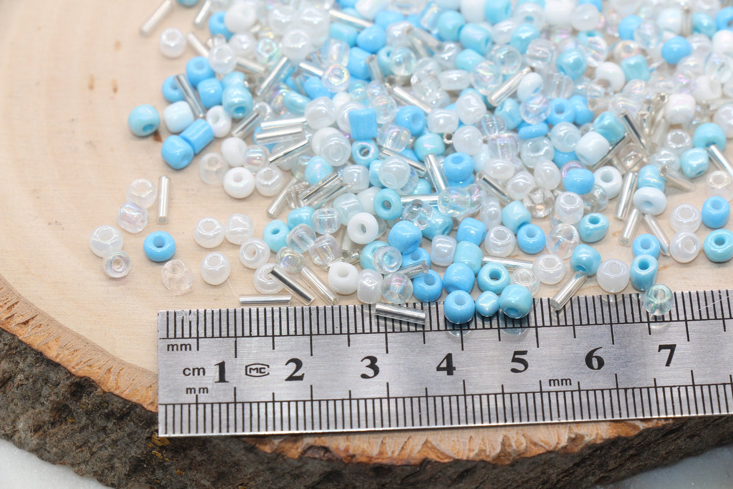 Mix Blue and White Glass Seed Beads, Size 4mm 6/0 Glass Seed Beads, Multicolor Seed Beads, Rocailles Beads, Bracelet Beads #3106