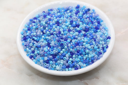 Mix Blue Glass Seed Beads, 3mm Glass Seed Beads, Rocailles Beads, Beading Supplies, Bracelet Beads, Jewelry Making Beads #3122