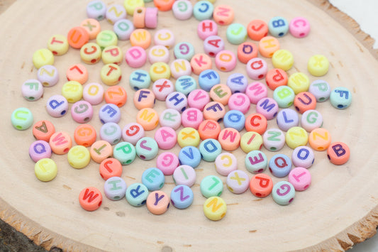 Mix Alphabet Letter Beads, Acrylic Multicolor Letter Beads, Round Acrylic Beads, Name Initial Bead, Bracelet Beads, Jewelry Making 7mm #2971