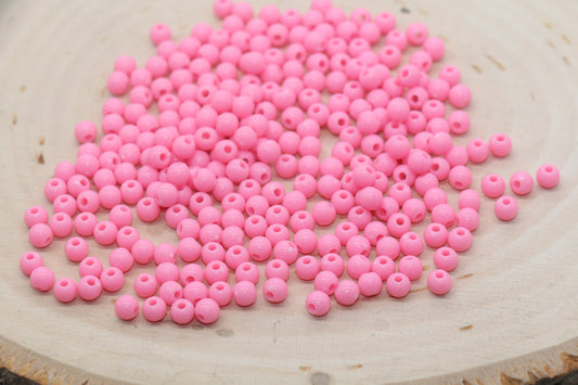 4mm Bubblegum Pink Round Beads, Acrylic Gumball Beads, Round Spacer Beads, Bubblegum Beads, Plastic Round Smooth Bead, Bracelet Beads #980
