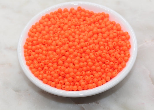4mm Neon Orange Round Beads, Acrylic Gumball Beads, Round Spacer Beads, Bubblegum Beads, Plastic Round Smooth Bead, Bracelet Beads #3125