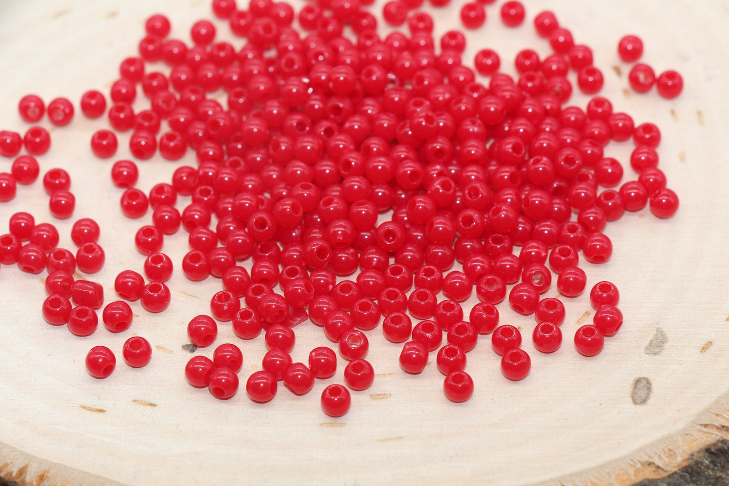 4mm Red Round Beads, Red Acrylic Gumball Beads, Round Spacer Beads, Bubblegum Beads, Plastic Round Smooth Bead, Bracelet Beads #137