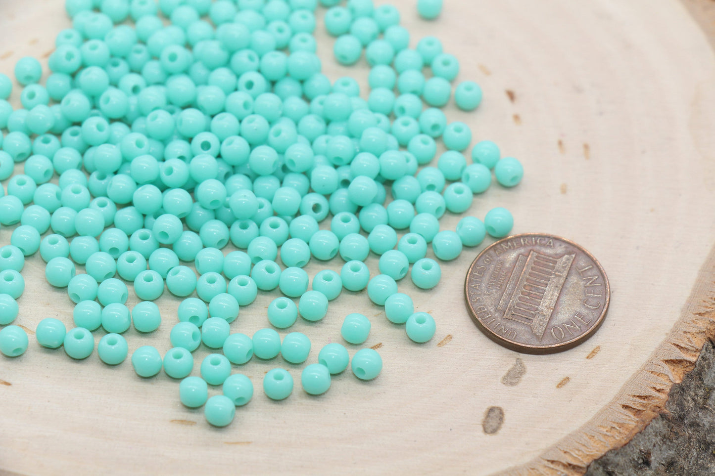4mm Aqua Green Round Beads, Acrylic Gumball Beads, Round Spacer Beads, Bubblegum Beads, Plastic Round Smooth Bead, Bracelet Beads #1319